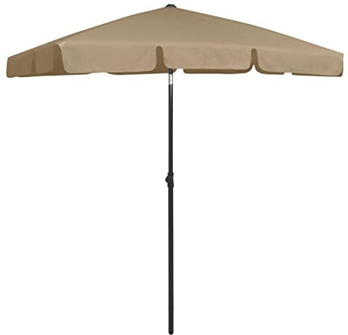 Eleganz Parasol de plage taupe, 180 x 120 cm, grand parasol en polyester, pour plage, jardin et terrasse, protection UV, durable et résistant aux intempéries