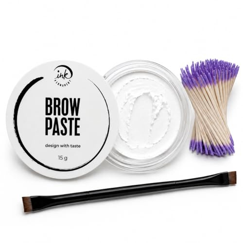 Kit de cartographie permanent des sourcils blancs à l'encre avec brosse double face, cotons-tiges