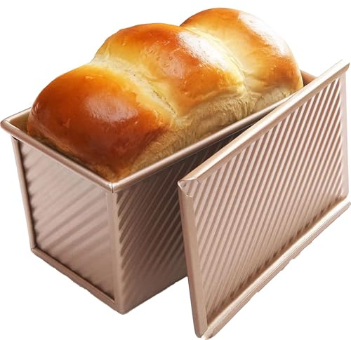 PlushPlumage Loaf Tin with Lid,Non Stick Bread Tins for Baking,Carbon Steel Bread Pan,Loaf Pan with Slide Cover,Non Stick Bakeware for Toast Bread Pan Bread Tins