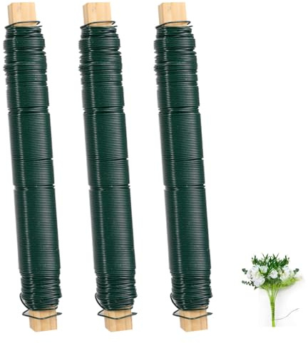 Basteldraht Bindedraht Blumendraht zum Basteln Wickeldraht auf Holzspule Basteldraht Grün Floristendraht Draht zum Basteln Blumenbindedraht Florist Wire zur Befestigung von Kränze Blumen Pflanzen0.7mm