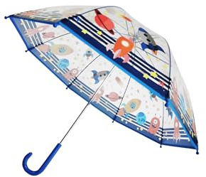 Regenschirm Kinder transparent, Kuppelschirm Jungen & Mädchen, Kita Schule | Freie Durchsicht bei Regen · federleichte Stockschirme für kleine Hände · 5 Motive für Jungen & Mädchen