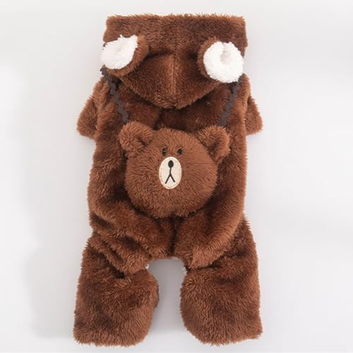 BAHULA Vinter Hund Hoodie Sweatshirts Varma hundkläder för små hundar Chihuahua kappa Kläder Valpkatt kostym,Brown,M