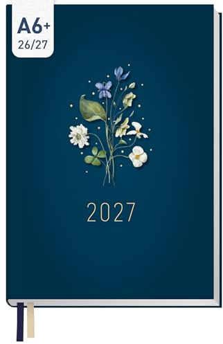 Häfft® Chäff-Timer Mini Taschenkalender 26/27 A6+ Floral Greetings | 17 Monate Terminkalender klein von Aug. 2026 - Dez. 2027 handlicher & praktischer Wochenplaner für Hand- & Hosentasche