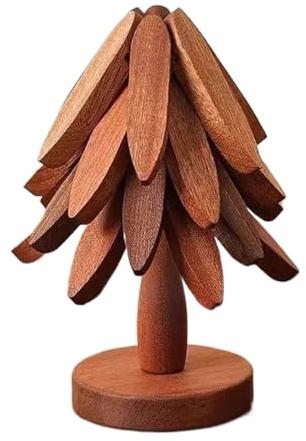 Sottopentola in legno – Set sottopentola a forma di albero, tovaglietta resistente al calore, sottobicchiere pieghevole in legno da cucina per tavolo da pranzo, appartamento, casa, dormitorio