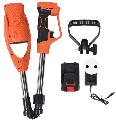Soplador de Hojas eléctrico inalámbrico, soplador de Hojas de Mano Plegable con batería ABS con batería de 1500 mAh y Cargador para Patio de césped, Color Naranja