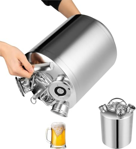 Wiefiche Barril de limpieza de cerveza de 10 l, 3 cabezales de acero inoxidable 304, dispositivo de limpieza de tuberías de cerveza, incluye pinchos de barril A, S, G, sistema de grifo de cerveza a