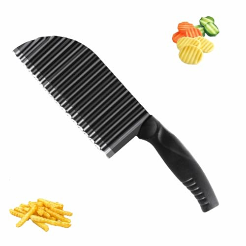 Trancheuse à Frites Couteau à Vagues en Acier Inoxydable Couteau Lame | Ondulée pour Pommes de Terre Carotte Fruits ou Légumes