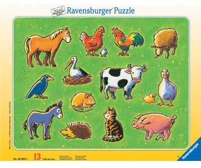Bauernhoftiere, 13 Teile, Ravensburger Rahmenpuzzle