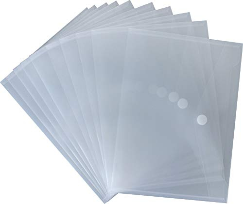 Dokumententaschen A4 quer PP transparent natur mit Klappe u. Klett 10Stk | 0,18 mm starke PP‑Folie, sichere Klettklappe und transparente Übersicht für A4‑Inhalte