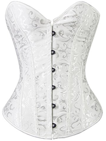 Bslingerie® Dam Brocade Bustier korsetter, Vit, M