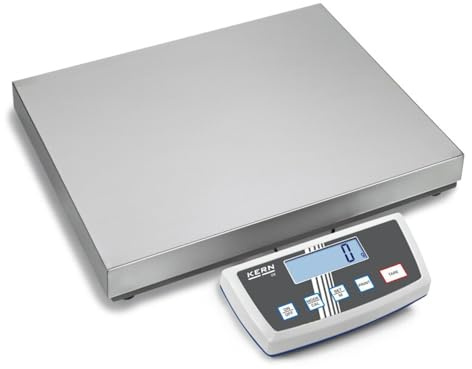 KERN Edelstahl Plattformwaage - Langjähriges Erfolgsmodell mit Staub- und Spritzwassergeschütztem Auswertegerät, 300 kg Wägebereich, 522mm x 403mm x 83mm