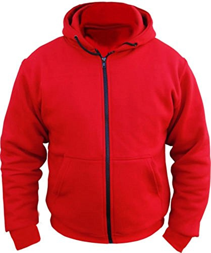Bikers Gear Australia Motorradjacke mit Kapuze - CE-Protektoren - 100% Kevlar-Schutz - Fleece - Rot - 3XL = 127cm - 132cm