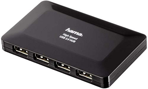 Hama 4-Port USB 2.0-Hub (mit Netzteil und USB-Kabel) kompatibel auch mit Windows 10, schwarz