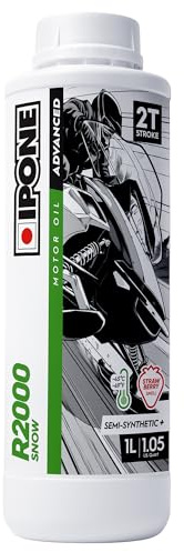 IPONE - Olio Motore per motoslitte 2 Tempi Snow 2 Racing - 100% Sintetico con esteri - Uso Sportivo e agonistico - Tanica da 1L - Profumo di Fragola