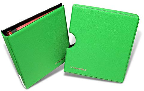 SCHULZ Münzenalbum typ.Hellas 23cm x 20,5cm Münz-Sammelalbum mit 10 Münzhüllen und roten Trennblättern für 221 Diverse Münzen, Roten Trennblättern + Index und Etui. (Grün)