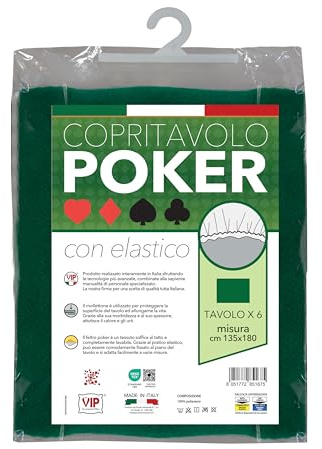 V.I.P. VERY IMPORTANT PILLOW Copritavolo Mollettone Poker Verde Rotondo 135cm