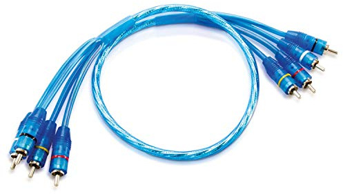 Sinustec 14197 RCA-08-4 Cinchkabel 4-Kanal 80cm Länge blau transparent