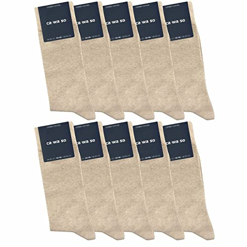 ca·wa·so Strumpor för kvinnor och män i set om 10 | utan trycksöm | bekvämt och mjukt material (80 % bomull) | affärer och fritid, Beige, 43-46 EU