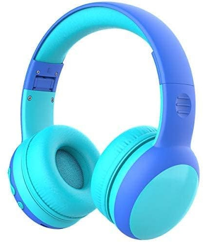 Casque bluetooth Enfant Limitation de Volume á 85dB, Ecouteurs sans Fil avec Microphone pour Enfants, Casque et Ecouteurs Bluetooth sans Fil, Oreillette stéréo Bluetooth Pliable pour Enfants-Bleu