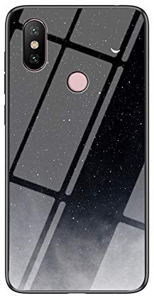 MadBee Funda para Xiaomi Mi A2 / Mi 6X [con Protector de Pantalla],9H Cristal Templado [Cielo Estrellado] + Borde de TPU Silicona Suave Fundas Case Cover (Cielo Estrellado Negro)