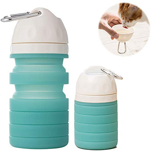 PJDDP Bouteille Portable Chien d'eau Pliable, Voyage D'extérieur Distributeur d'eau Potable Coupe du Bol en Silicone De Qualité Antibactériennes Étanche Nourriture pour Animaux en Plein Air 610Ml
