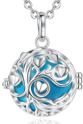 AEONSLOVE Collier Bola Grossesse Pendentif Arbre de Vie Collier Musique Carillon Bell pour Femmes Enceinte Bébé, Cadeau Original de Noël Anniversaire, Chaîne 114cm