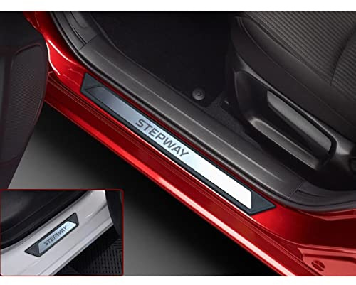 Lot de 4 Protections de seuil de portière de Voiture compatibles avec Dacia Sandero Stepway II 2012-2020 - 4 plaques de Protection en Acier Inoxydable