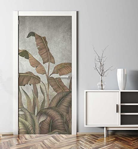 MyMaxxi Türtapete selbstklebend - Einteilige Türfolie 90x200 cm - Motiv: große Tropische Blätter Türklebefolie zum verschönern & bekleben der Tür - Türaufkleber aus Klebefolie