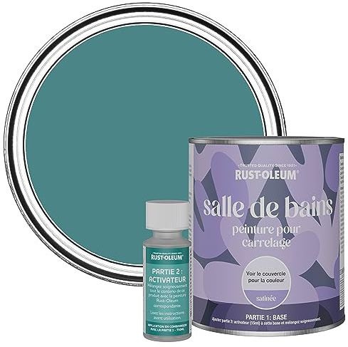 Rust-Oleum Green Water-Resistant Bathroom Tile Paint in Satin Finish - Peacock Suit 750ml