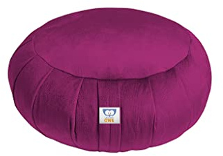 Sensory Owl Meditationskissen Yoga Kissen Zafu Samt Buchweizen Rund Karmin