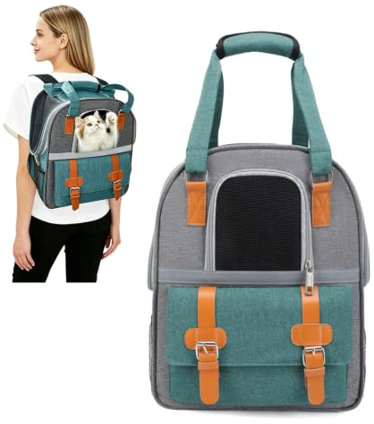 PETCUTE Haustier Hunde Rucksäcke,Hunderucksack mit Abnehmbarer Mattezum,Innerer Sicherheitsgurt,Atmungsaktiv Katzenrucksack Transport Rucksack für Haustiere Große Katzen Kleine Hunde,für Reisen