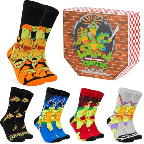 TEENAGE MUTANT NINJA Turtles Lustige Socken für Männer & Teenager 5er Pack - Gr. 40-45, Bunte Baumwollsocken