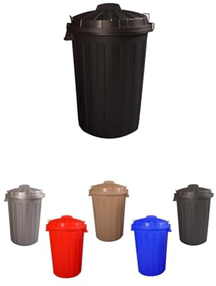 JARDIN202 - Cubo Basura Diseño Moderno de plástico con Tapadera | Cubo Resistente almacenaje y Reciclar | 100 litros (Negro)