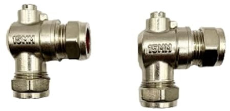 hep® 15mm Angle Isolating Valve for Tap Connector Flexi Pipes Elbow Ball o Fix Isolation Valves for Toilet, Basin Pack of 2