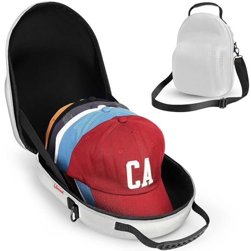 Livelab Hut-Reisetasche, Hartschalenkoffer für Baseballkappen, Hutaufbewahrung für Reisen, mit Tragegriff und Schultergurt, Hut-Organizer schützt bis zu 6 Hüte, Grau