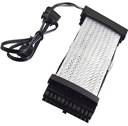 HOMSFOU Câble D’Extension RGB 24 Broches pour Carte Mère ATX, Gaine Tressée Abs, Stable et Flexible, Installation Facile pour Alimentation 250w-1300w