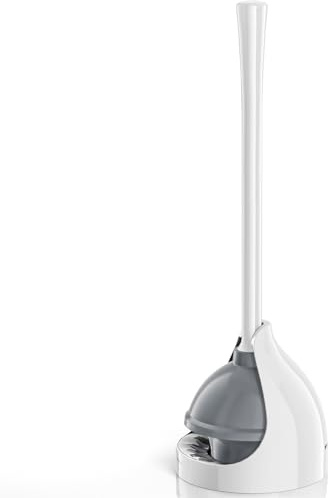 LOVLOY WC-Saugglocke mit Halter, Kolben mit einzigartigem Halter für 14,5 cm WC-Abfluss, Kolben für Badezimmer mit Halter, WC-Saugglocke strapazierfähig (1, Weiß)