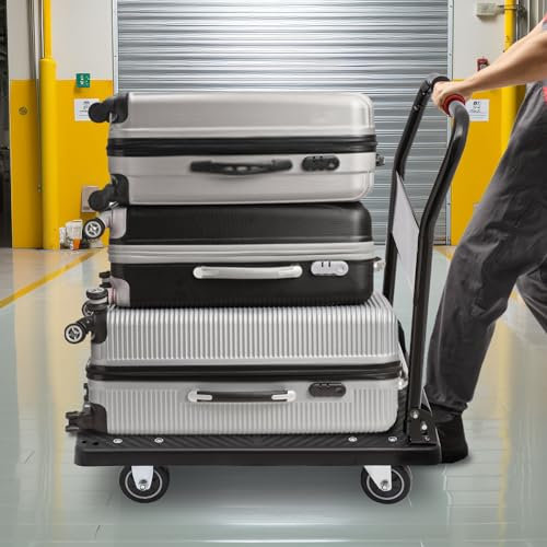 Transportroller Klappwagen Möbelroller,Rollwagen Transportwagen mit stummen Rädern, Flacher Umzugswagen Handwagen Plattformwagen bis zu 150kg Schwarz