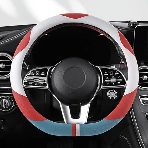 Auto Lenkradbezug für Allion/Altezza/Aristo/Aurion/Avalon/Avensis/Belta, Anti Rutsch Atmungsaktiv Fell Wenden Auto Lenkradabdeckung Lenkradhüllen Zubehör,D-Red