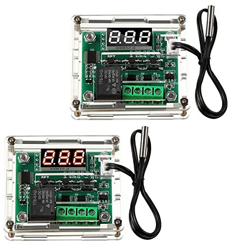 Griwiuiowe 2 STÜCKE XH-W120912V DC Digitale Temperaturreglerplatine LED-Anzeige Digitales Thermostatmodul mit Wasserdichtem GehäUse