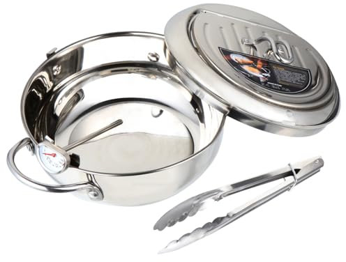 Alipis Poêle à Frire à Induction Poêle à Frire Profonde Thermomètre pour Acier Inoxydable pour Cuisinière Électrique à Gaz