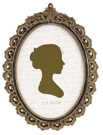Sunlit Vintage Picture Frame 5x7 Inch, Oval Antique Photo Frames with Glass Front, Luxury Photo Display, Tabletop Wall Hanging, Gold and Black