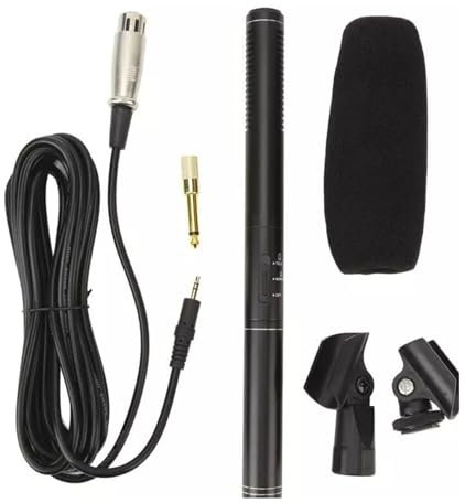 Fydun Microphone de Caméra, Microphone D'interview Filaire Professionnel avec Câble XLR Pare-Brise pour Caméscope Vidéo DSLR Caméras DV