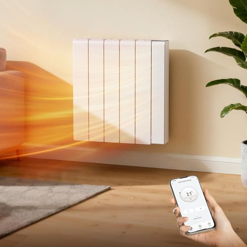 BTGGG 1500W Electric Radiator Wall Mounted with WIFI Control & Timer,White | Ceramic Electric Wall Heater with WIFI & 7 Days/24H Timer and Thermostat,Touch Screen,4 Smart Modes,Window Opening Detection