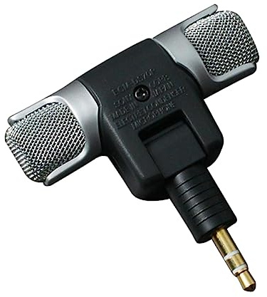 DOITOOL Stereo Jack Microphone Mini Steel 3.5mm Mic Copper Notebook | Black Finish, Left and Right Channel Stereo Recording, Plug-in Power System, Response 100 ~ 15khz