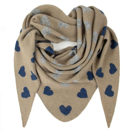 Glamexx24 Damen Winterschal: Dreiecksform, Liebe Muster, Trend, XXL, Sehr Weicher Schal
