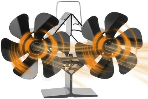 Ventilateur Poele à Bois,12 Pales Ventilateur Cheminée, Ventilateur De Poele,Ventilateur de Poêle à Bois Écologique et Économe en Énergie, Sans électricité, pour Poêle à Granulés Cheminées (A)
