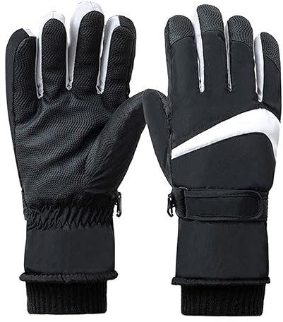 GMBYLBY Skihandschuhe, wasserdicht, Winterhandschuhe für Erwachsene, kaltes Wetter, Snowboard, Rennrad, Fahrradhandschuhe mit Schnallenverlust, Schwarz, männlich, M
