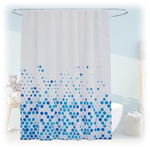 Relaxdays Cortina de Ducha Diseño con Puntos, Baño, 180 x 200 cm, Antimoho, Lavable, 12 Anillas, para Bañera, Multicolor