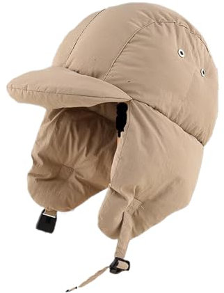 ZALXOZYL Warme Plüsch-Fliegermütze Mit Bommel für Herren Thermo-Beanie-Mütze Geeignet für Outdoor-Sportarten Herren-Bommelmütze Handschuhe Baskenmütze Mütze Damen Khaki Einheitsgröße